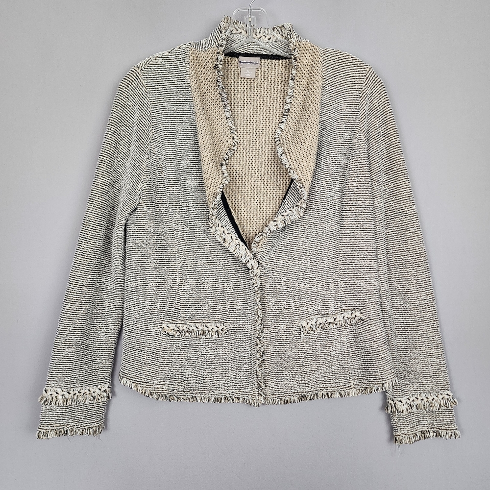 Chico Textured Fringed Jacket Casual Sz 0 Small